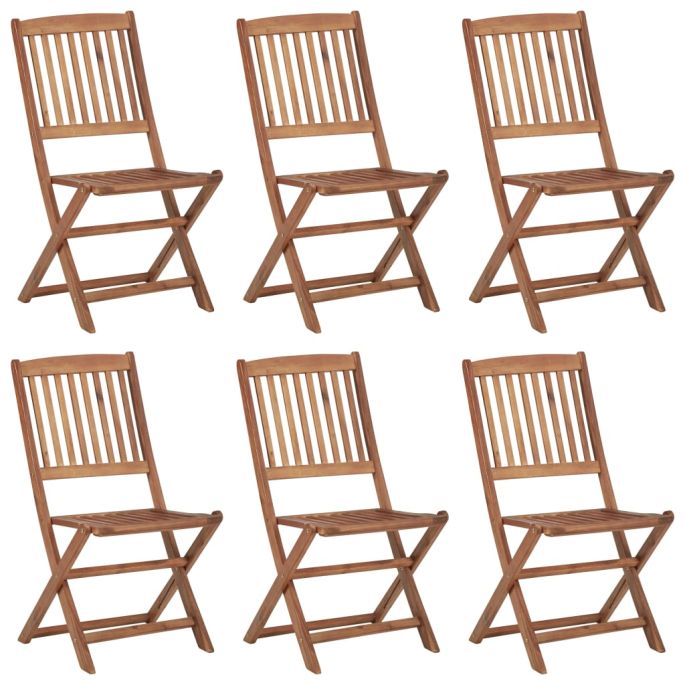 Tuinstoelen 6 st inklapbaar met kussens massief acaciahout