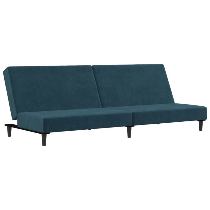Slaapbank 2-zits fluweel blauw