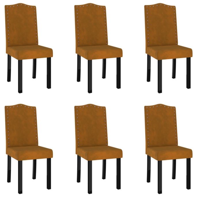 Eetkamerstoelen 6 st fluweel bruin