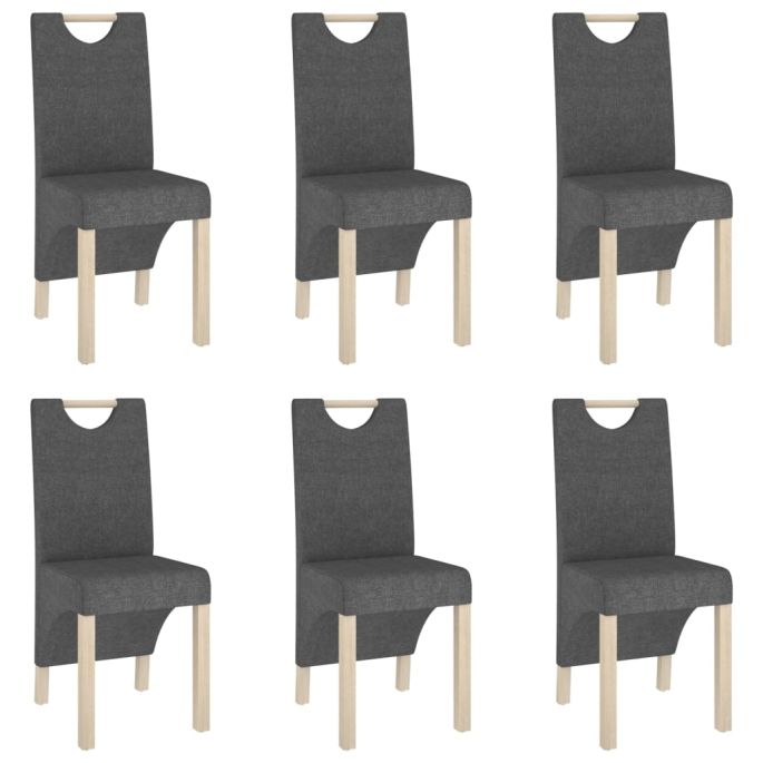 Eetkamerstoelen 6 st stof donkergrijs