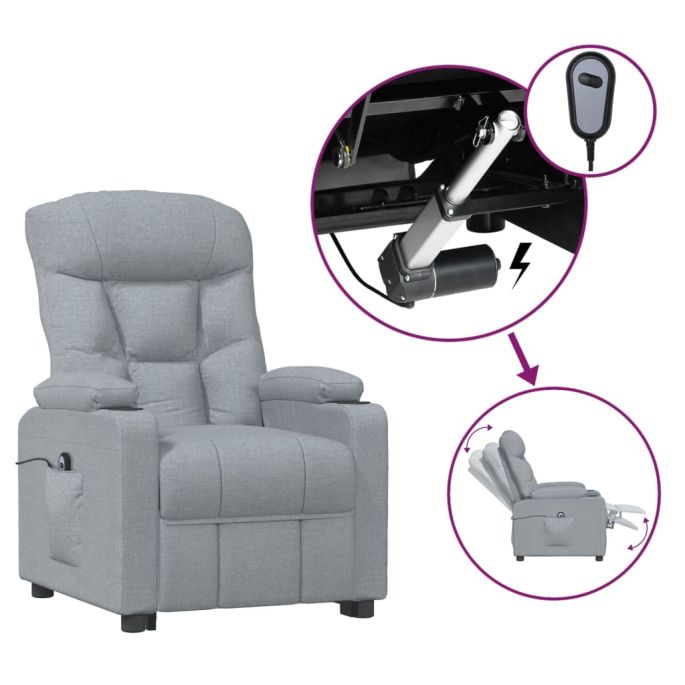 Fauteuil elektrisch verstelbaar stof lichtgrijs