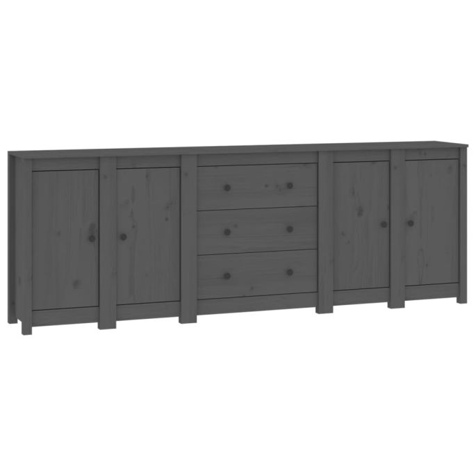 Dressoir 230x35x80 cm massief grenenhout grijs