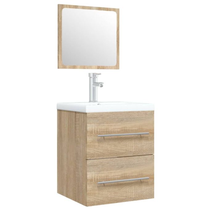 Wastafelkast met ingebouwde wasbak bewerkt hout sonoma eiken