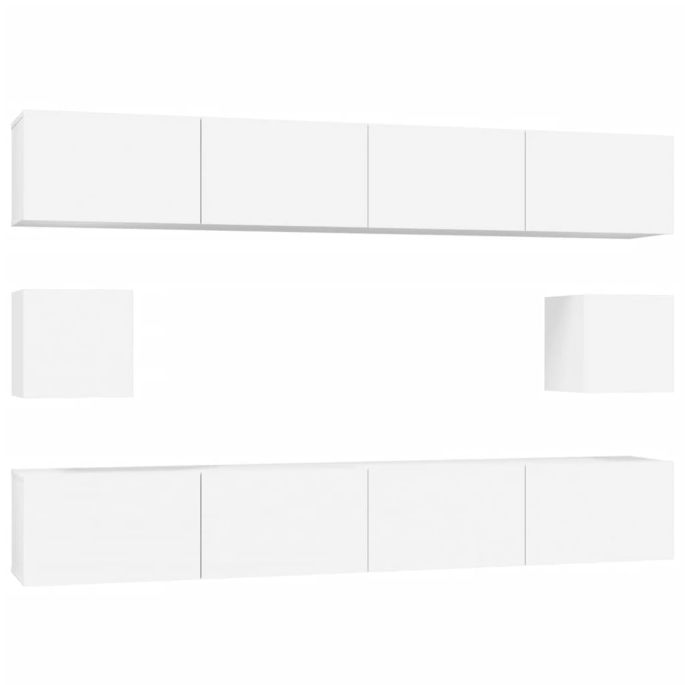 6-delige Tv-meubelset bewerkt hout wit