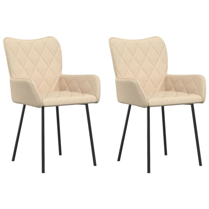 Eetkamerstoelen 2 st stof crèmekleurig