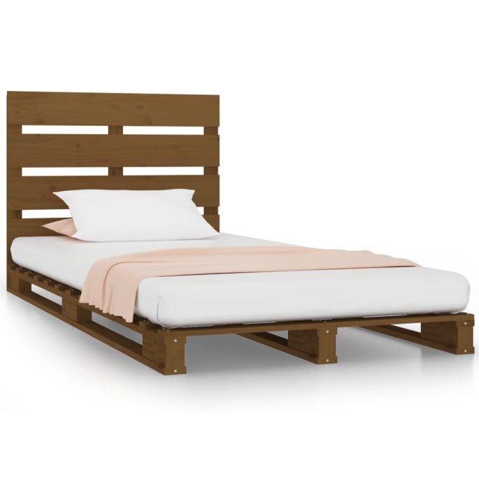 Bedframe massief grenenhout honingbruin 90x200 cm