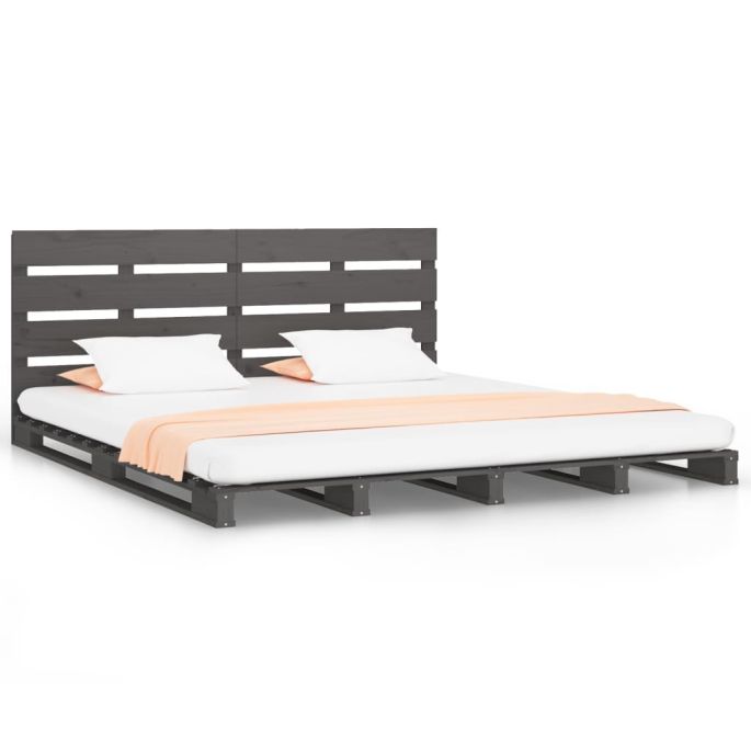 Bedframe massief grenenhout grijs 120x200 cm