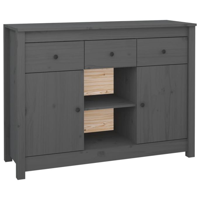 Dressoir 100x35x74,5 cm massief grenenhout grijs