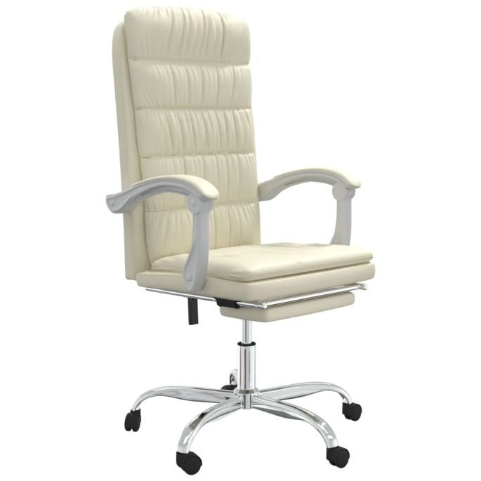 Kantoorstoel verstelbaar kunstleer crèmekleurig