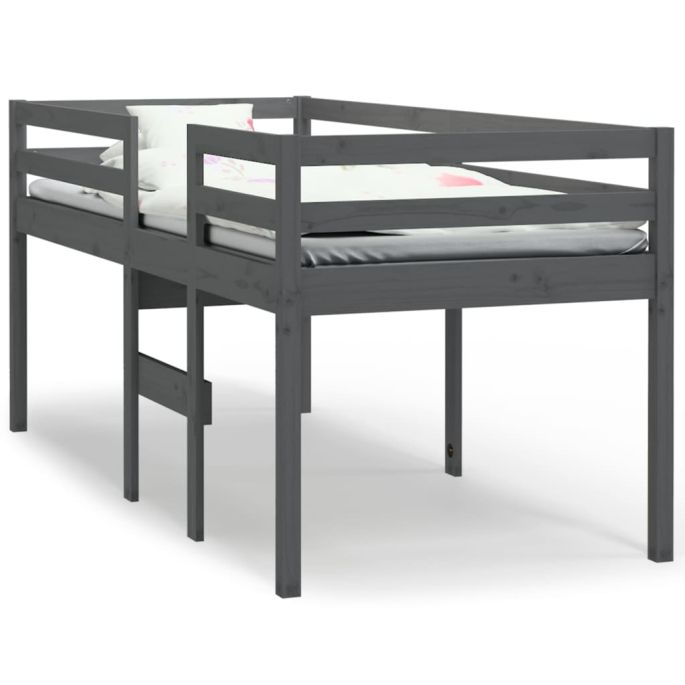 Hoogslaper massief grenenhout grijs 90x190 cm