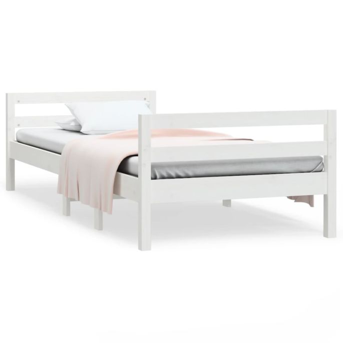 Bedframe 90x190 cm massief grenenhout wit