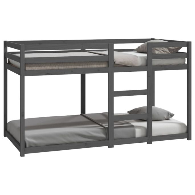 Stapelbed massief grenenhout grijs 90x190 cm