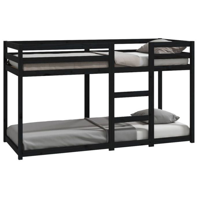 Stapelbed massief grenenhout zwart 75x190 cm