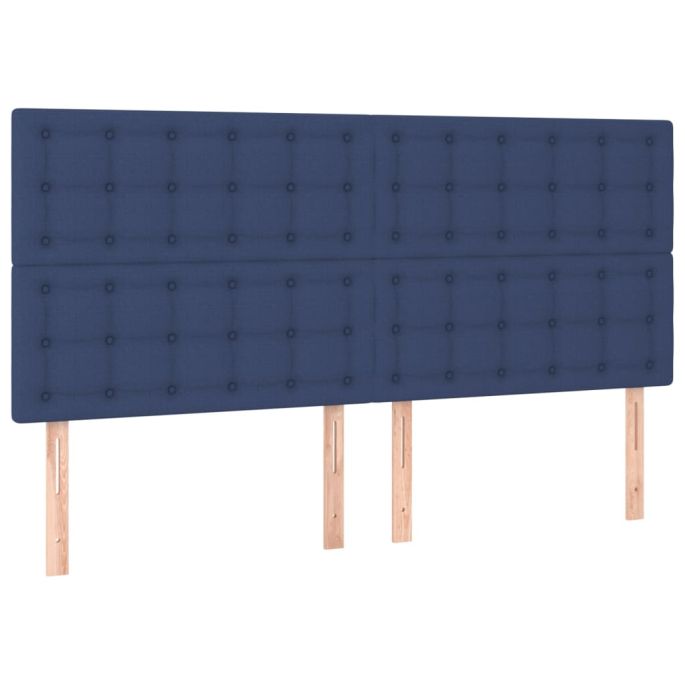 Hoofdborden 4 st 100x5x78/88 cm stof blauw