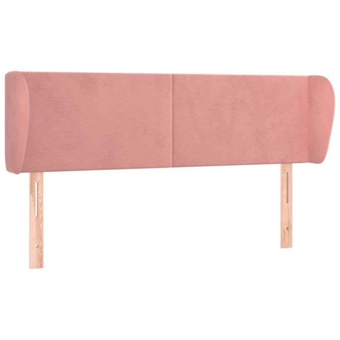 Hoofdbord met randen 147x23x78/88 cm fluweel roze