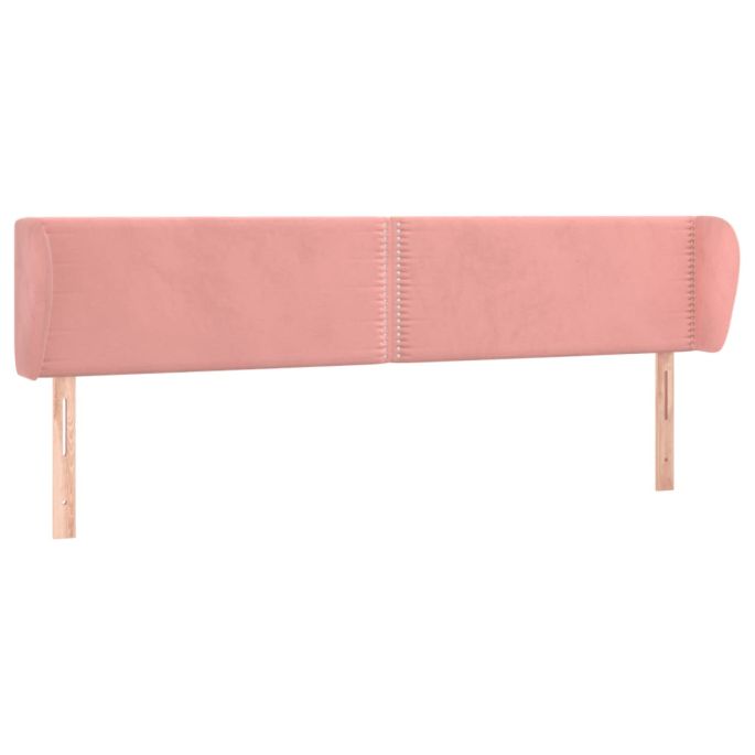 Hoofdbord met randen 203x23x78/88 cm fluweel roze