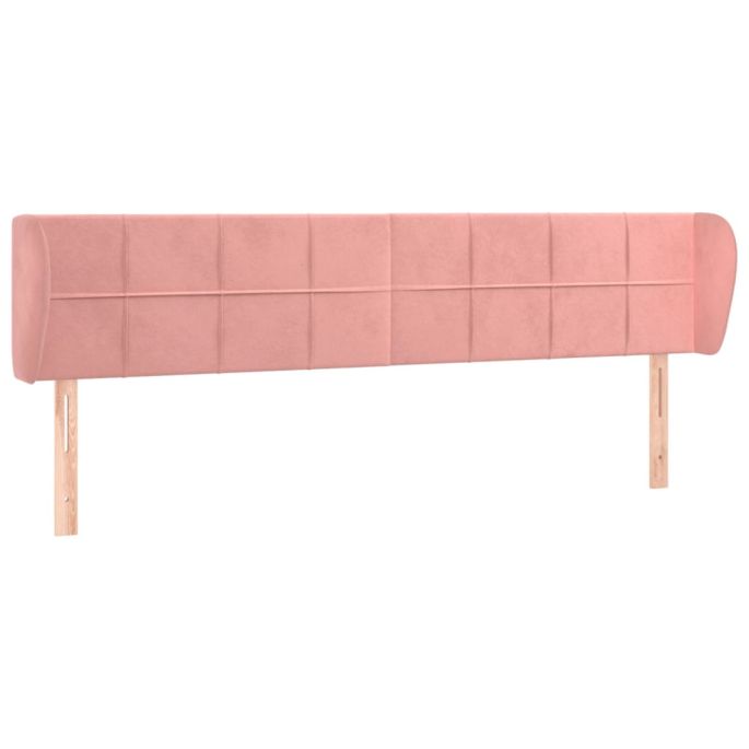 Hoofdbord met randen 163x23x78/88 cm fluweel roze