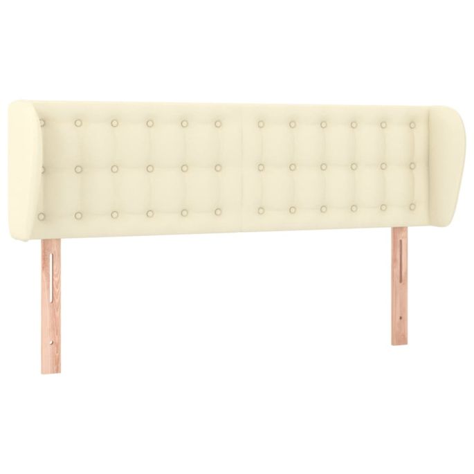 Hoofdbord met randen 147x23x78/88 cm kunstleer crèmekleurig