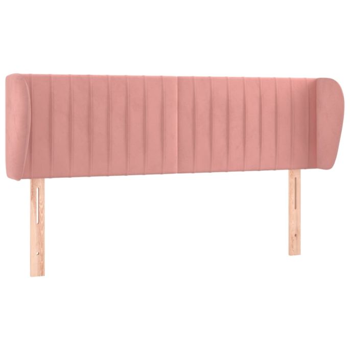 Hoofdbord met randen 147x23x78/88 cm fluweel roze