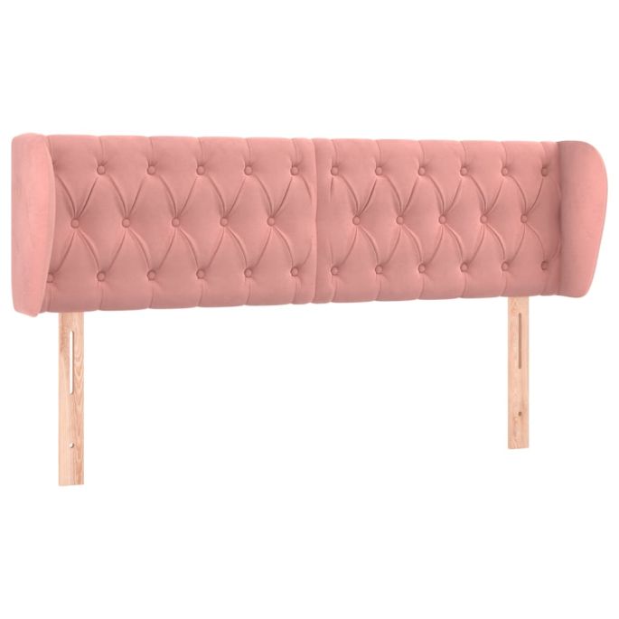 Hoofdbord met randen 163x23x78/88 cm fluweel roze