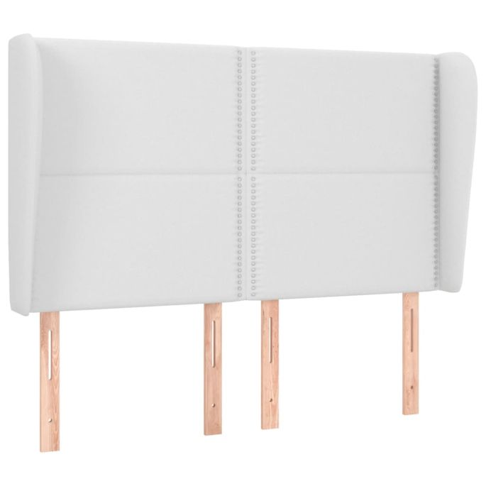 Hoofdbord met randen 147x23x118/128 cm kunstleer wit