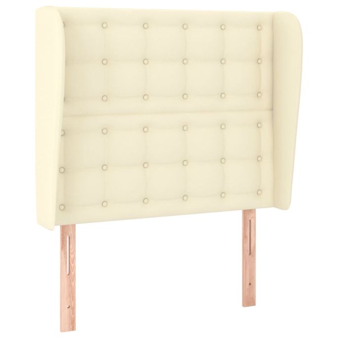 Hoofdbord met randen 93x23x118/128 cm kunstleer crèmekleurig