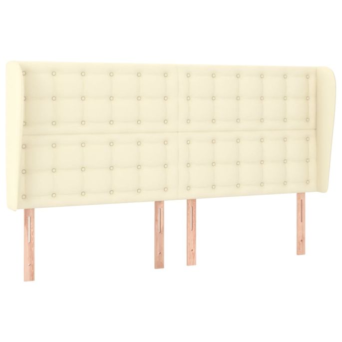 Hoofdbord met randen 183x23x118/128 cm kunstleer crèmekleurig