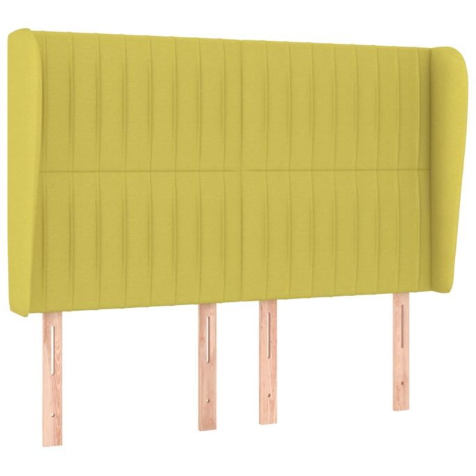 Hoofdbord met randen 147x23x118/128 cm stof groen