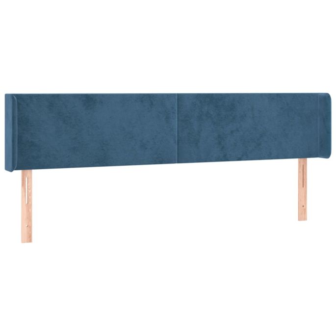 Hoofdbord met randen 183x16x78/88 cm fluweel donkerblauw