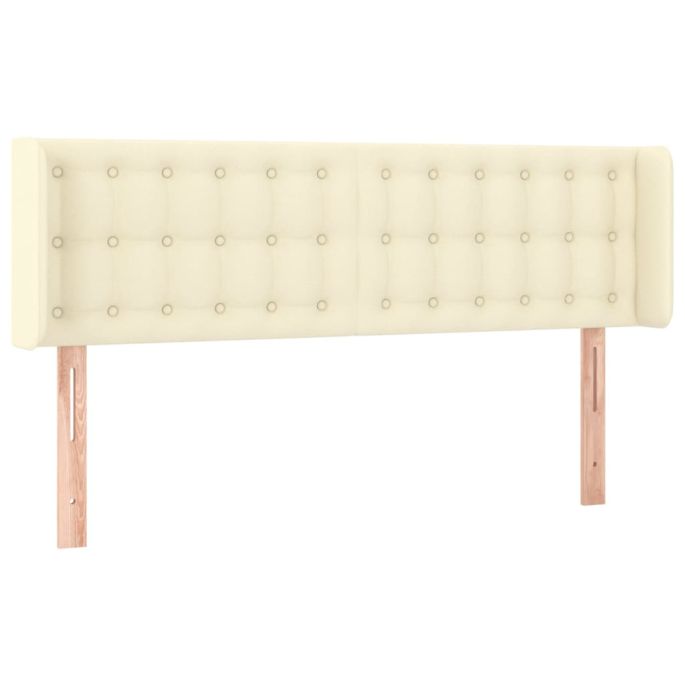 Hoofdbord met randen 147x16x78/88 cm kunstleer crèmekleurig