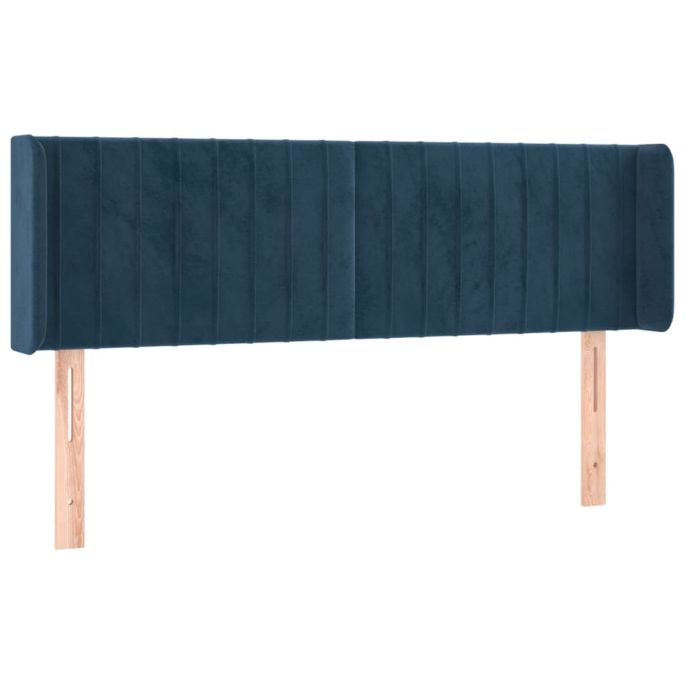 Hoofdbord met randen 147x16x78/88 cm fluweel donkerblauw