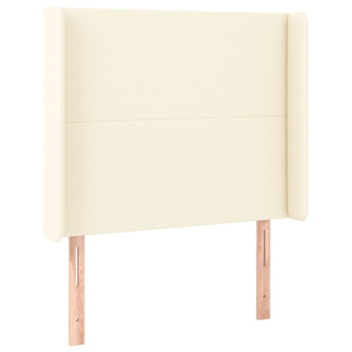 Hoofdbord met randen 83x16x118/128 cm kunstleer crèmekleurig