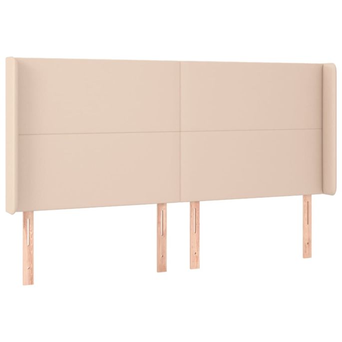 Hoofdbord met randen 203x16x118/128cm kunstleer cappuccinokleur