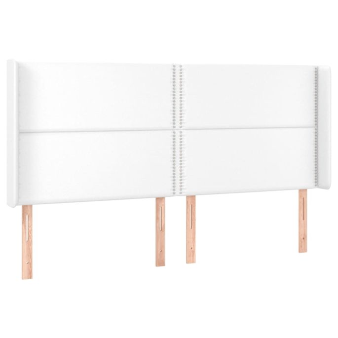 Hoofdbord met randen 203x16x118/128 cm kunstleer wit