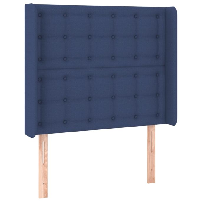 Hoofdbord met randen 83x16x118/128 cm stof blauw