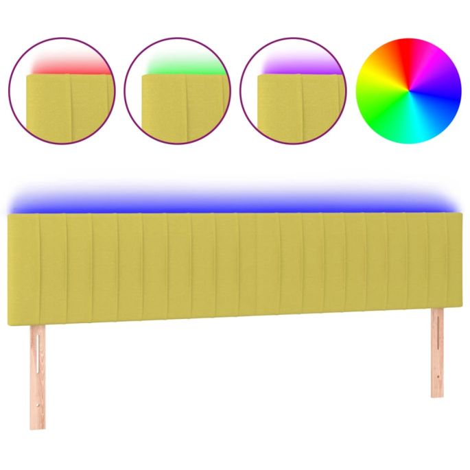 Hoofdbord LED 160x5x78/88 cm stof groen