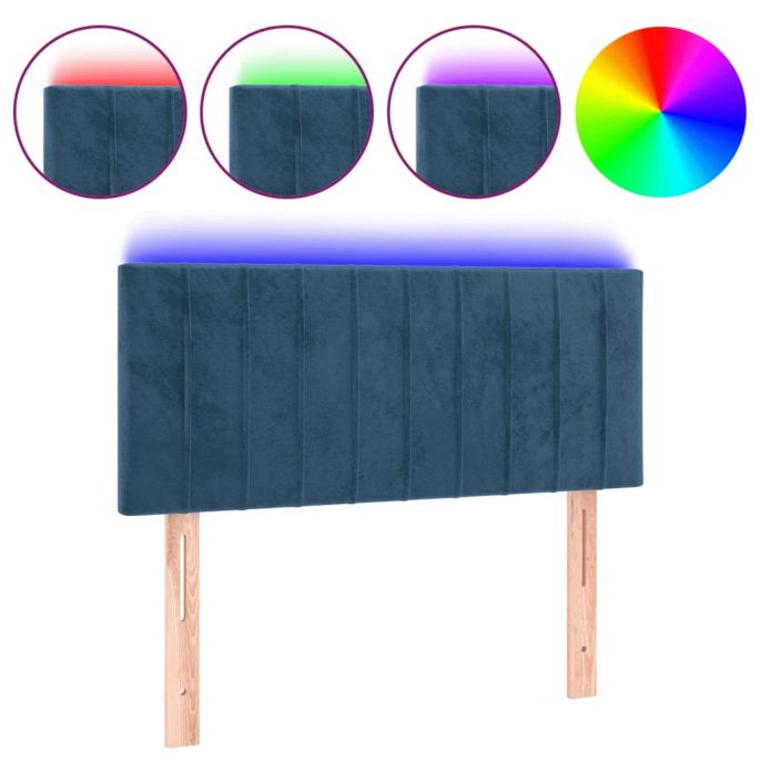 Hoofdbord LED 100x5x78/88 cm fluweel donkerblauw
