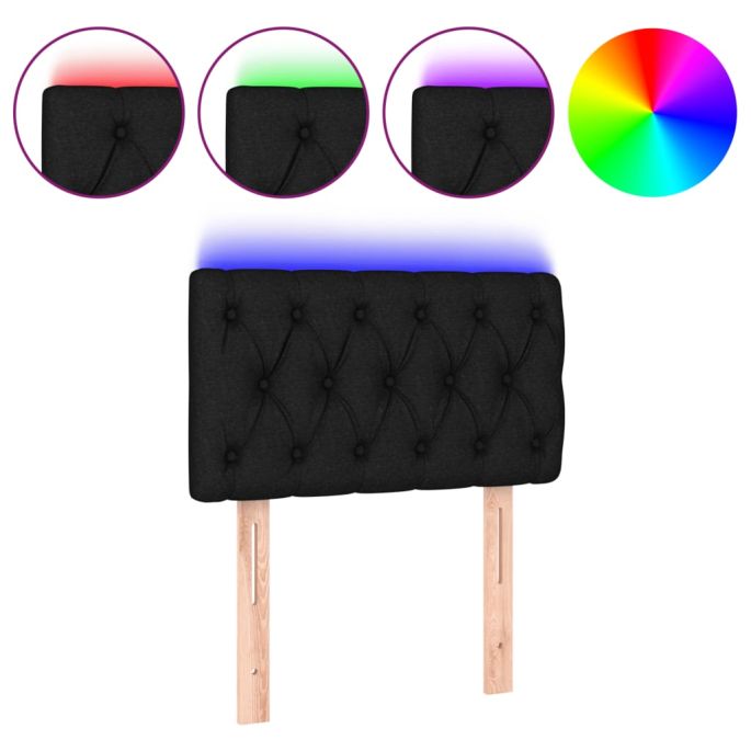 Hoofdbord LED 80x7x78/88 cm stof zwart