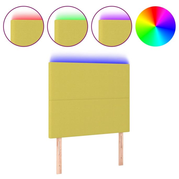 Hoofdbord LED 90x5x118/128 cm stof groen