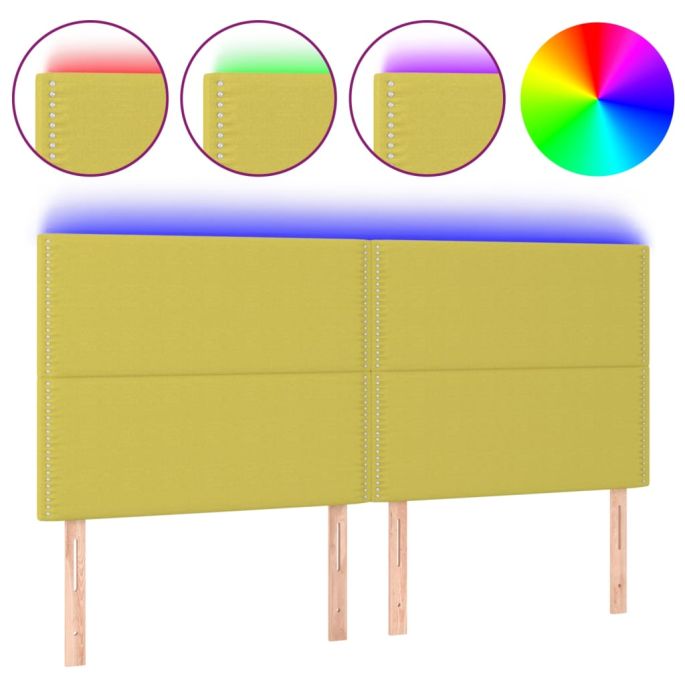 Hoofdbord LED 200x5x118/128 cm stof groen