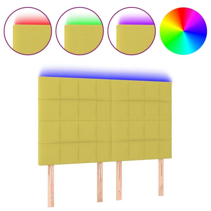 Hoofdbord LED 144x5x118/128 cm stof groen