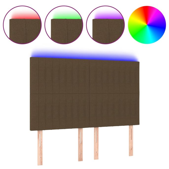 Hoofdbord LED 144x5x118/128 cm stof donkerbruin