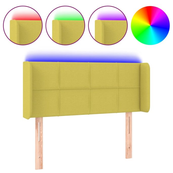 Hoofdbord LED 93x16x78/88 cm stof groen