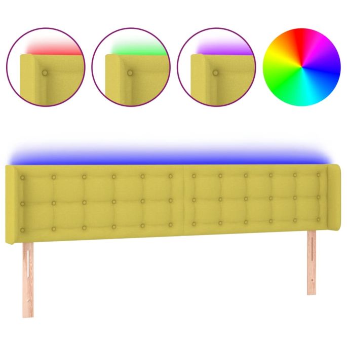 Hoofdbord LED 203x16x78/88 cm stof groen