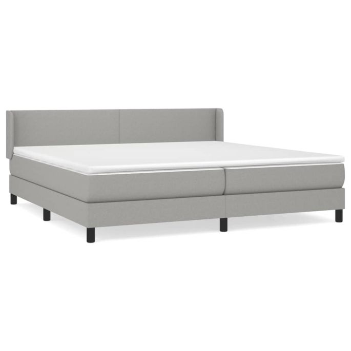 Boxspring met matras stof lichtgrijs 200x200 cm