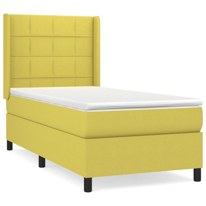 Boxspring met matras stof groen 100x200 cm