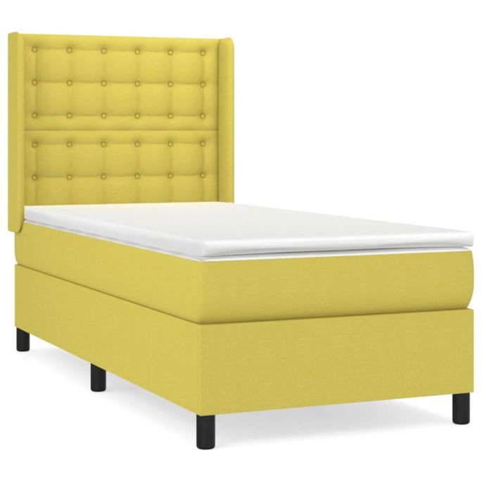 Boxspring met matras stof groen 80x200 cm