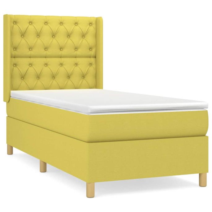 Boxspring met matras stof groen 80x200 cm