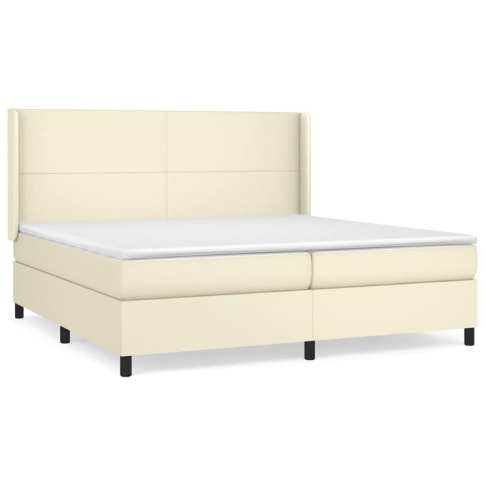Boxspring met matras kunstleer crèmekleurig 200x200 cm