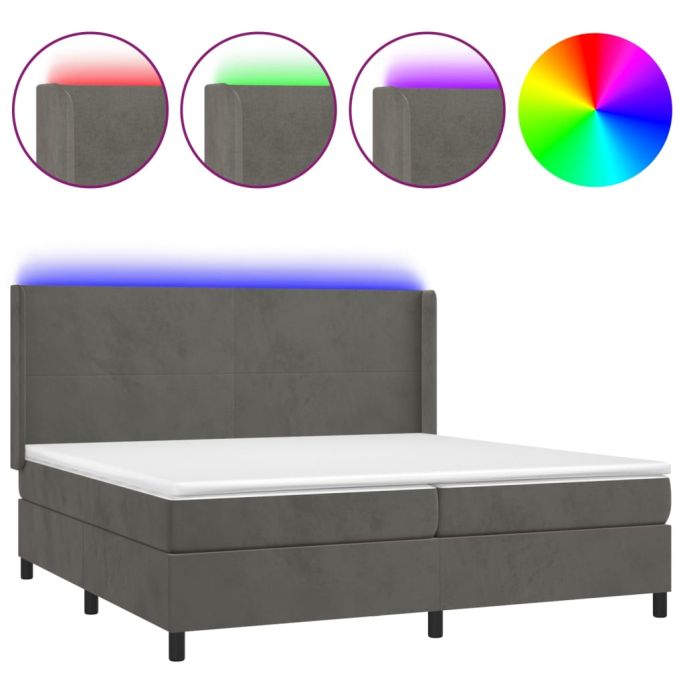 Boxspring met matras en LED fluweel donkergrijs 200x200 cm